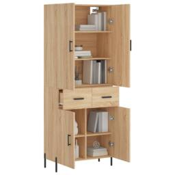 Berkfield Home Highboard Sonoma Oak 69.5x34x180 cm Engineered Wood in Brown - thumbnail 3