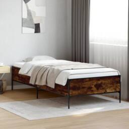 Berkfield Home Durable Bed Frame without Mattress Smoked Oak 100x200 cm in Brown - thumbnail 2