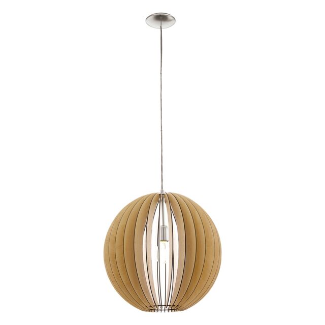 Loops Pendant Ceiling Light Colour Satin Nickel Shade Maple Wood Medium Bulb E27 1x60W in Metallics - image 1