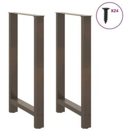 Berkfield Home Coffee Table Legs Natural Steel 2 pcs 60x(100-101) cm Steel in Grey - thumbnail 3