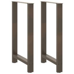 Berkfield Home Coffee Table Legs Natural Steel 2 pcs 60x(100-101) cm Steel in Grey - thumbnail 1