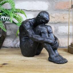 Gifts Direct 2 U Sitting Man Resin Ornament Sculpture in Black - thumbnail 2