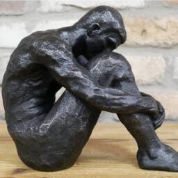 Gifts Direct 2 U Sitting Man Resin Ornament Sculpture in Black - thumbnail 3