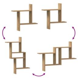 Berkfield Home Durable Wall Shelves 2 pcs Artisian Oak 50x12x50 cm Engineered Wood in Brown - Size: 50 x 12 x 50 cm - thumbnail 7