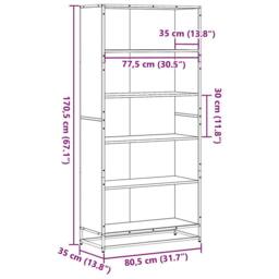 Berkfield Home Bookcase Black 80.5x35x170.5 cm Engineered Wood - thumbnail 9