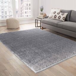 Desire Rugs Modern Soft Plain Shimmer Shaggy Area Rugs in Silver - Size: 80 cm x 150 cm - thumbnail 1