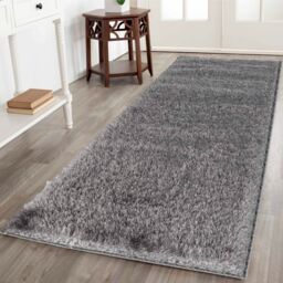 Desire Rugs Modern Soft Plain Shimmer Shaggy Area Rugs in Silver - Size: 80 cm x 150 cm - thumbnail 4