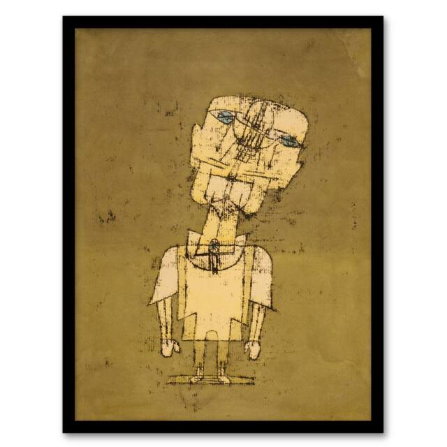 Artery8 Paul Klee Framed Wall Art Ghost of a Genius Abstract Self Portrait in Green - Size: A4 - image 1