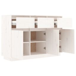 Berkfield Home Sideboard White 110x34x75 cm Solid Wood Pine - Size: 110 x 34 x 75 cm - thumbnail 4
