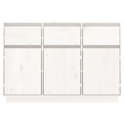 Berkfield Home Sideboard White 110x34x75 cm Solid Wood Pine - Size: 110 x 34 x 75 cm - thumbnail 3