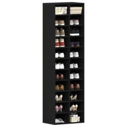Berkfield Home Shoe Cabinet Black Oak 54x34x183 cm Engineered Wood - Size: 54 x 34 x 183 cm - thumbnail 4