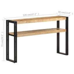 Berkfield Home Console Table 120x30x75 cm Rough Mango Wood in Brown - Size: 120 x 30 x 75 cm - thumbnail 5