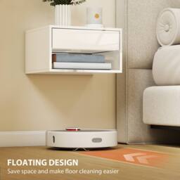 HOMCOM Floating Nightstands Set of 2, Bedside Table w/ Drawer & Open Shelf in White - thumbnail 6