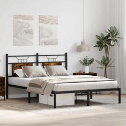 Berkfield Home Bed Frame without Mattress Smoked Oak 137x190 cm Engineered Wood in Brown - thumbnail 4