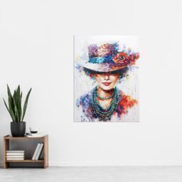 "Artery8 Fashionable Lady in Hat Thick Paint Portrait Wall Art Print - Size: W24"" x H32""" - thumbnail 4