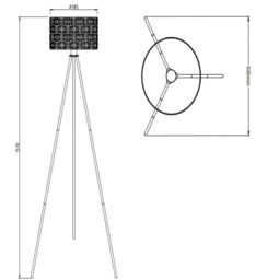 K LIVING Bronx Black Modern Tripod Floor Lamp with Acrylic Glass Drum Shade - thumbnail 3