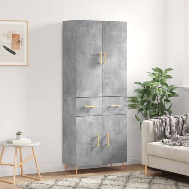 Berkfield Home Highboard Concrete Grey 69.5x34x180 cm Engineered Wood - image 1