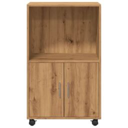 Berkfield Home Rolling¬†Cabinet Artisian Oak 55x40x91 cm Engineered Wood in Brown - Size: 55 x 40 x 91 cm - thumbnail 4