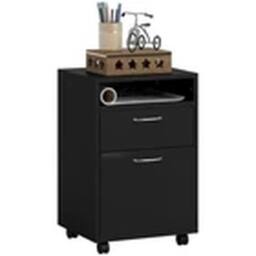 EONLION Black 60cm Filing Cabinet with Drawers & Open Shelf