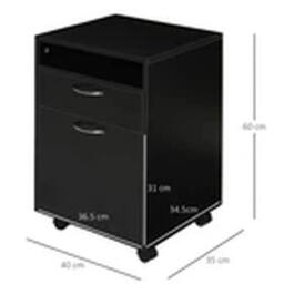 EONLION Black 60cm Filing Cabinet with Drawers & Open Shelf - thumbnail 2