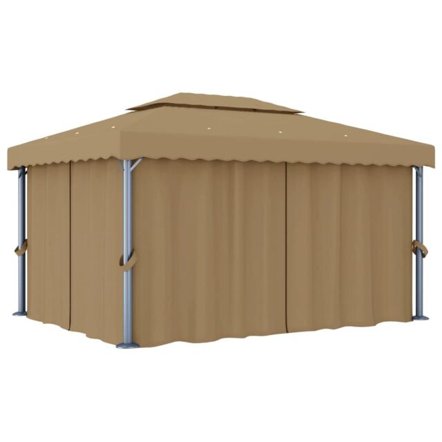 Berkfield Home Gazebo with Curtain 4x3 m Taupe Aluminium in Beige - image 1