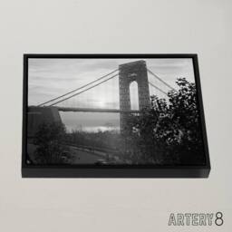 "Artery8 New York George Washington Bridge Framed Canvas Wall Art Print in Grey - Size: W12"" x H16""" - thumbnail 2