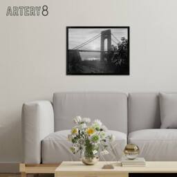"Artery8 New York George Washington Bridge Framed Canvas Wall Art Print in Grey - Size: W12"" x H16""" - thumbnail 3