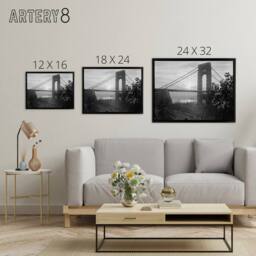 "Artery8 New York George Washington Bridge Framed Canvas Wall Art Print in Grey - Size: W12"" x H16""" - thumbnail 4