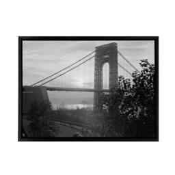 "Artery8 New York George Washington Bridge Framed Canvas Wall Art Print in Grey - Size: W12"" x H16""" - thumbnail 1