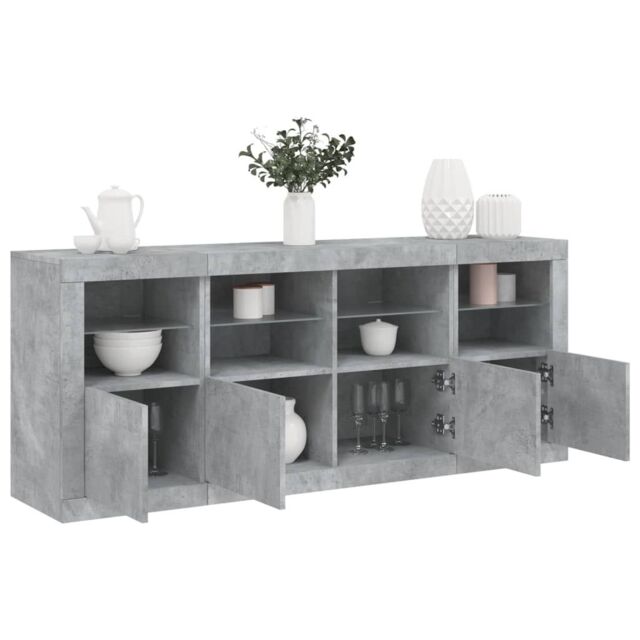 Berkfield Home Sideboard with LED Lights Concrete Grey 163x37x67 cm - Size: 163 x 37 x 67 cm - image 1