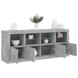 Berkfield Home Sideboard with LED Lights Concrete Grey 163x37x67 cm - Size: 163 x 37 x 67 cm - thumbnail 1