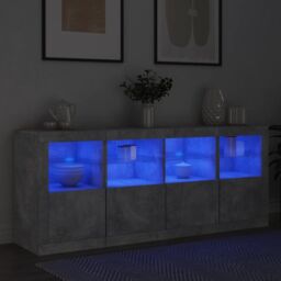 Berkfield Home Sideboard with LED Lights Concrete Grey 163x37x67 cm - Size: 163 x 37 x 67 cm - thumbnail 4