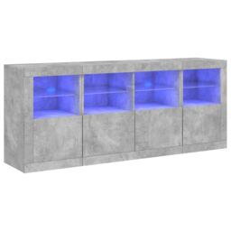 Berkfield Home Sideboard with LED Lights Concrete Grey 163x37x67 cm - Size: 163 x 37 x 67 cm - thumbnail 2
