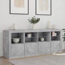 Berkfield Home Sideboard with LED Lights Concrete Grey 163x37x67 cm - Size: 163 x 37 x 67 cm - thumbnail 3