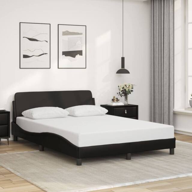 Berkfield Home Bed Frame without Mattress Black 135x190 cm Double Faux Leather - image 1
