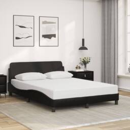 Berkfield Home Bed Frame without Mattress Black 135x190 cm Double Faux Leather - thumbnail 1
