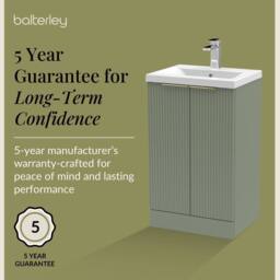 Balterley Satin Green Fluted Floor Standing Vanity, Brushed Brass, 500mm - thumbnail 6