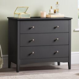 Christow Black Chest of Drawers Modern 3 Drawer Bedroom Storage Unit Furniture Cabinet
