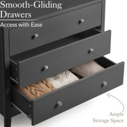 Christow Black Chest of Drawers Modern 3 Drawer Bedroom Storage Unit Furniture Cabinet - thumbnail 4