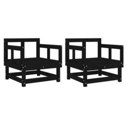 Berkfield Home Garden Chairs 2 pcs Black Solid Wood Pine