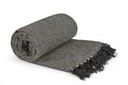 New Edge Blinds Hartley Collection Cotton Throw in Black - Size: 127 cm x 152 cm - thumbnail 4