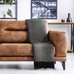 New Edge Blinds Hartley Collection Cotton Throw in Black - Size: 127 cm x 152 cm - thumbnail 3