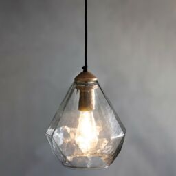 Loops Ceiling Pendant Light Antique Gold Paint & Clear Glass 10W LED E27 - thumbnail 3