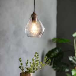 Loops Ceiling Pendant Light Antique Gold Paint & Clear Glass 10W LED E27 - thumbnail 4