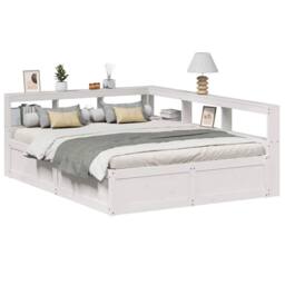 Berkfield Home Bookcase Bed without Mattress White 140x200cm Solid Wood Pine - Size: 140x200 cm - thumbnail 2