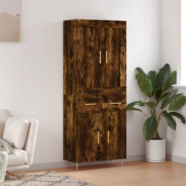 Berkfield Home Highboard Smoked Oak 69.5x34x180 cm Engineered Wood in Brown - image 1