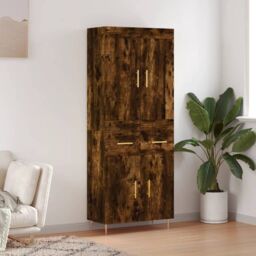 Berkfield Home Highboard Smoked Oak 69.5x34x180 cm Engineered Wood in Brown - thumbnail 1