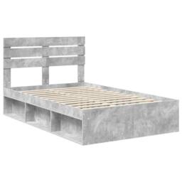 Berkfield Home Bed Frame with Headboard Concerte 120 x 200 cm Solid Pine Wood in Grey - thumbnail 4