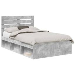 Berkfield Home Bed Frame with Headboard Concerte 120 x 200 cm Solid Pine Wood in Grey - thumbnail 2