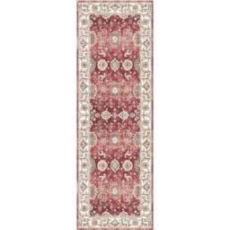 THE RUGS Jasru Vintage Washable Rug - Ultra Soft Polyamide Non Slip Design in Red - Size: 60 cm x 180 cm - thumbnail 5